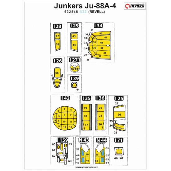 Hgw 632846 1/32 Masks For Junkers Ju-88a-4 For Revell