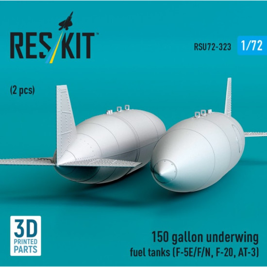Reskit Rsu72-0323 1/72 150 Gallon Underwing Fuel Tanks F-5e/F/N F-20 At-3 2 Pcs 3d Printed