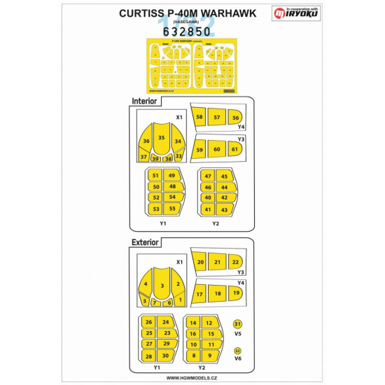 Hgw 632850 1/32 Masks For Curtiss P-40m Warhawk For Hasegawa