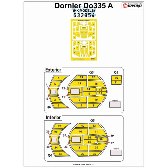 Hgw 632854 1/32 Masks For Dornier Do 335a For Hk Models