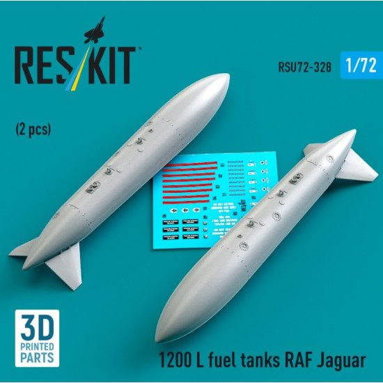 Reskit Rsu72-0328 1/72 1200 L Fuel Tanks Raf Jaguar 2 Pcs 3d Printed