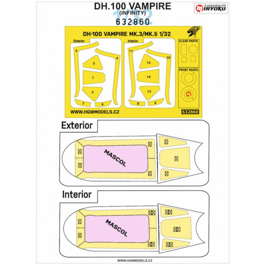 Hgw 632860 1/32 Masks For Dh.100 Vampire For Infinity Models