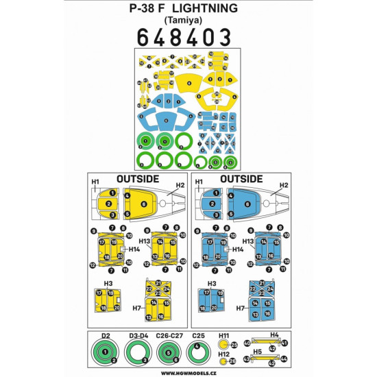 Hgw 648403 1/48 Masks For P-38 F Lightning For Tamiya