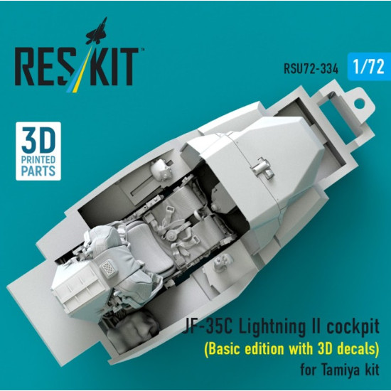 Reskit Rsu72-0334 1/72 F-35c Lightning Ii Cockpit Basic Edition With 3d Decals For Tamiya Kit 3d Printed