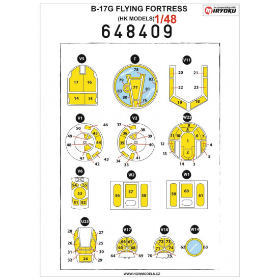 Hgw 648409 1/48 Masks For B-17f Flying Fortress For Hk Models