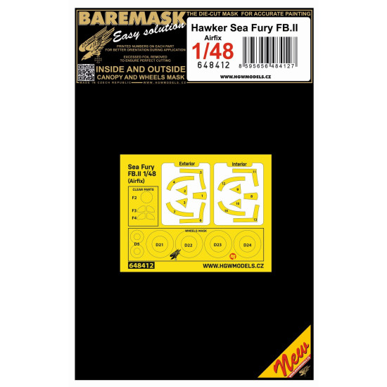 Hgw 648412 1/48 Masks For Hawker Sea Fury Fb.ii For Airfix