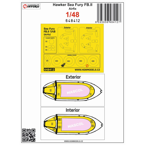 Hgw 648412 1/48 Masks For Hawker Sea Fury Fb.ii For Airfix