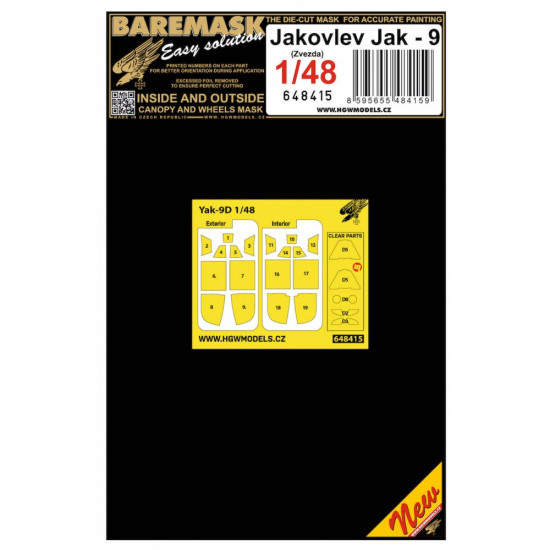 Hgw 648415 1/48 Masks For Jakovlev Jak-9 For Zvezda