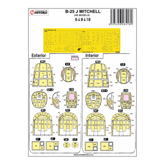 Hgw 648418 1/48 Masks For B-25 J Mitchell For Hk Models