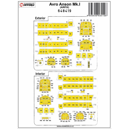 Hgw 648419 1/48 Masks For Avro Anson Mk.i For Airfix
