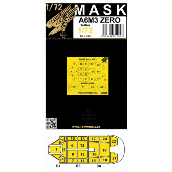 Hgw 672002 1/72 Masks For A6m3 Zero For Tamiya