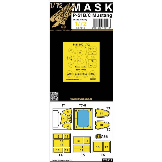 Hgw 672013 1/72 Masks For North-american P-51b/P-51c Mustang For Arma Hobby