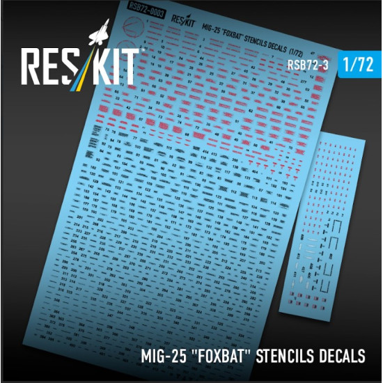 Reskit Rsb72-0003 1/72 Mig-25 Foxbat Stencils Decals