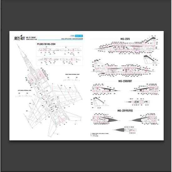 Reskit Rsb72-0003 1/72 Mig-25 Foxbat Stencils Decals