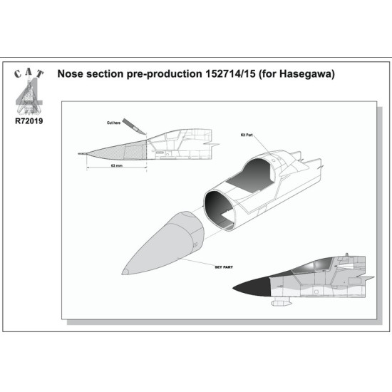 Cat4-r72019 1/72 F-111b Nose Section Pre-production 152714 15 For Hasegawa