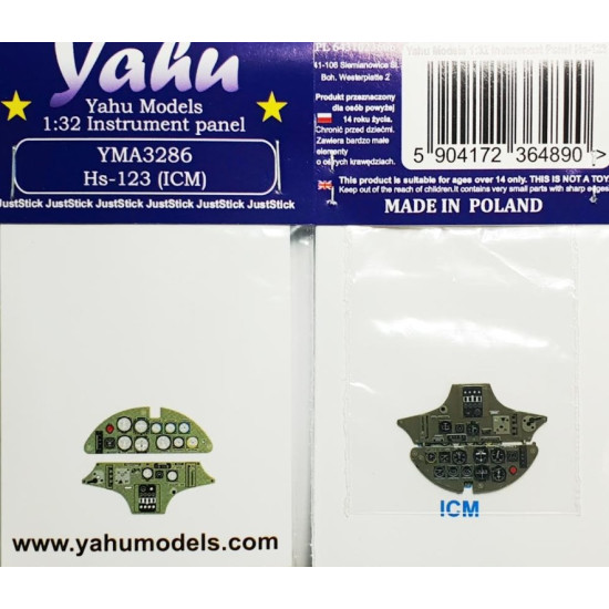 Yahu Model Yma3286 1/32 Instrument Panel For Hs-123 For Icm Accessories Kit