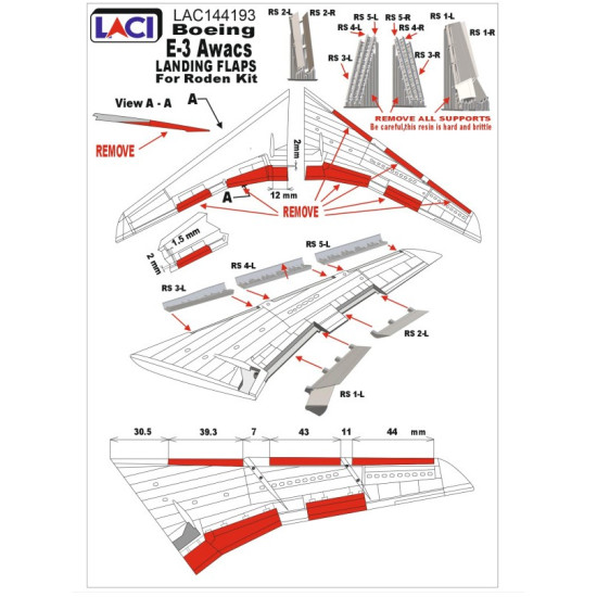 Laci 144193 1/144 Boeing E-3 Awacs Landing Flaps For Roden Kit