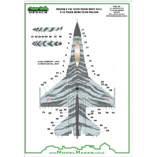 Model Maker D72061a 1/72 Polish F-16c Nato Tiger Meet 2015 - F-16 Tiger Demo Team Poland