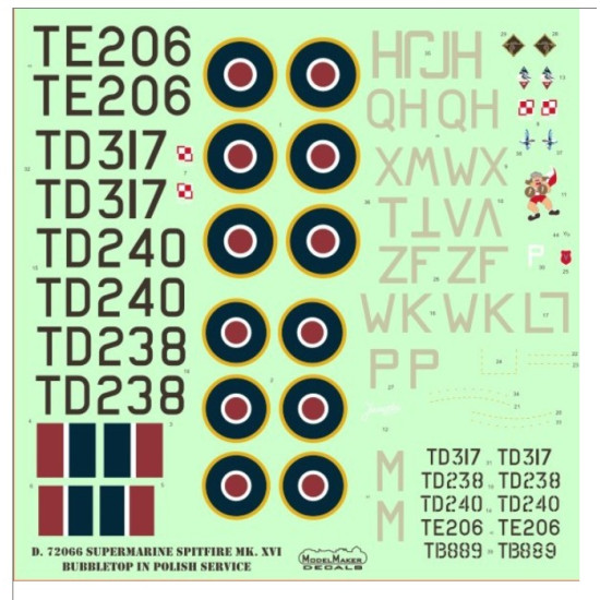 Model Maker D72066 1/72 Supermarine Spitfire Mk Xvi Bubbletop In Polish Service