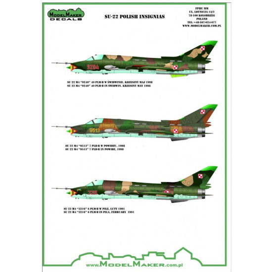 Model Maker D72082 1/72 Su-22 Polish Insignias