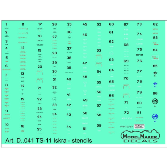 Model Maker D48041 1/48 Ts-11 Iskra - Stencils
