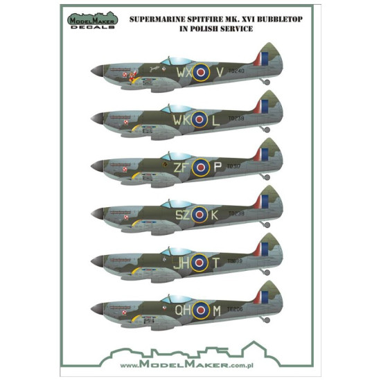 Model Maker D48066 1/48 Supermarine Spitfire Mk Xvi Bubbletop In Polish Service