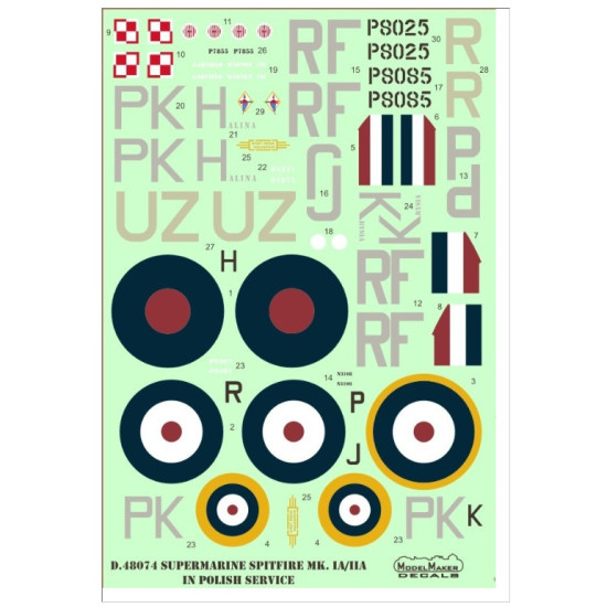 Model Maker D48074 1/48 Spitfire Mk I/Ii In Polish Service