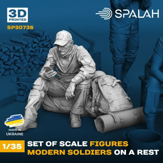 Spalah 30735 1/35 Set Of Figures Modern Soldiers On A Rest 3d Printed Resin Kit