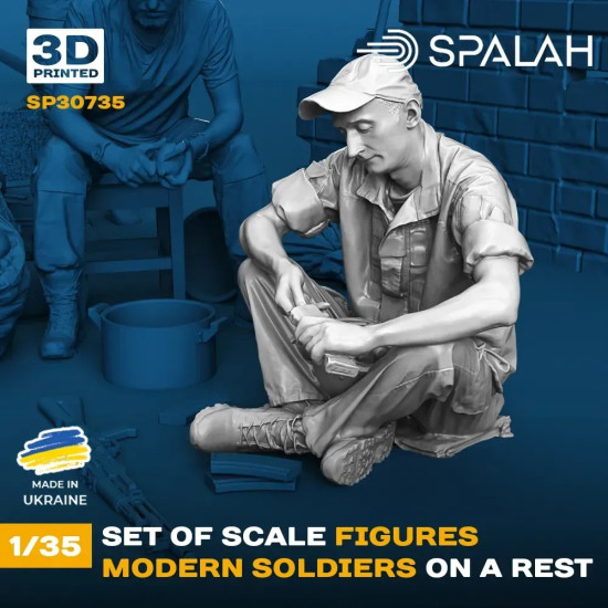 Spalah 30735 1/35 Set Of Figures Modern Soldiers On A Rest 3d Printed Resin Kit
