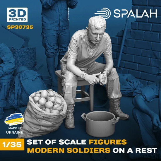 Spalah 30735 1/35 Set Of Figures Modern Soldiers On A Rest 3d Printed Resin Kit