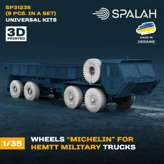 Spalah 31235 1/35 Wheels Michelin For Military Trucks Hemtt 9 Pcs 3d Resin Kit