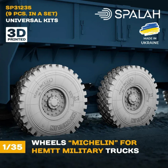 Spalah 31235 1/35 Wheels Michelin For Military Trucks Hemtt 9 Pcs 3d Resin Kit