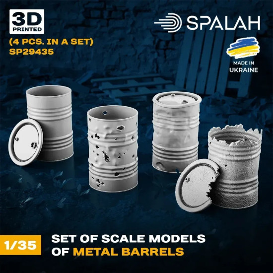 Spalah 29435 1/35 Set Of Scale Models Metal Barrels 4 Pcs Resin Model Kit