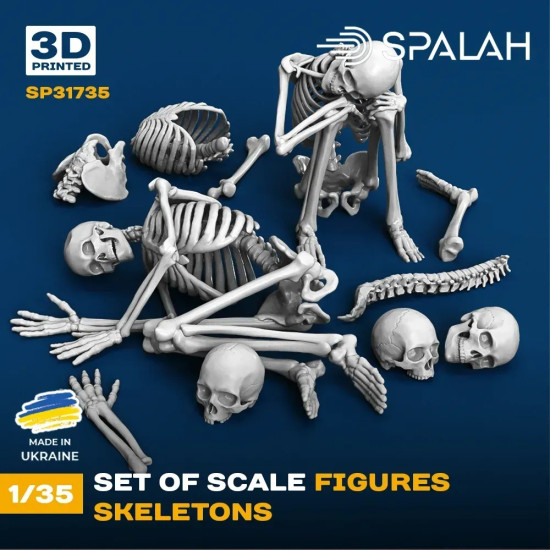 Spalah 31735 1/35 Set Of Figures Skeletons 3d Printed Resin Kit