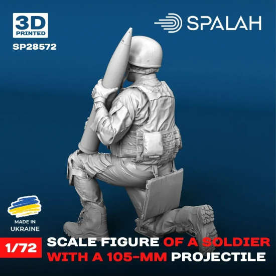 Spalah 28572 1/72 Figure Soldier With 105 Mm Projectile 3d Printed Resin Kit