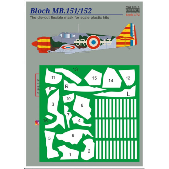 Print Scale Psm72018 1/72 Bloch Mb 151/152 Mask Decal
