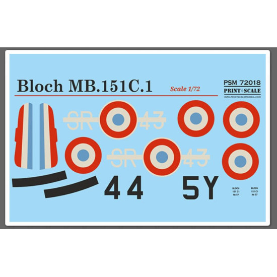 Print Scale Psm72018 1/72 Bloch Mb 151/152 Mask Decal
