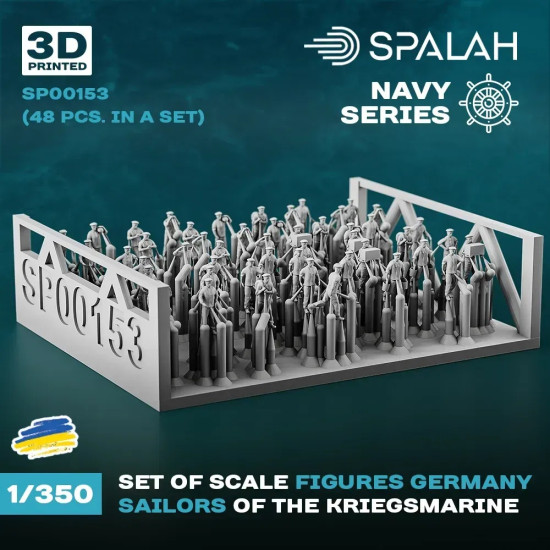 Spalah 00153 1/350 Set Of Figures German Kriegsmarine Sailors 48 Pcs 3d Printed