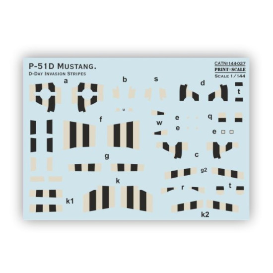 Print Scale Prs144-027 1/144 P-451d Mustang D-day Invasion Stripes Decal For Aircraft