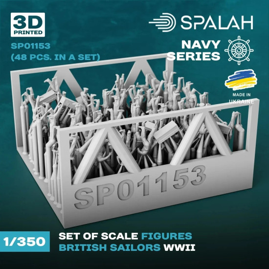 Spalah 01153 1/350 Set Of Figures British Sailors 48 Pcs 3d Printed Resin Kit