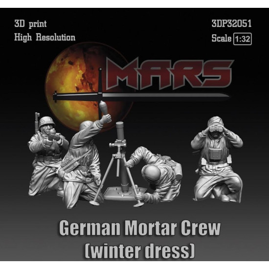 Mars Figures 3dp32051 1/32 German Mortar Crew Winter Dress 3d Print High Resolution
