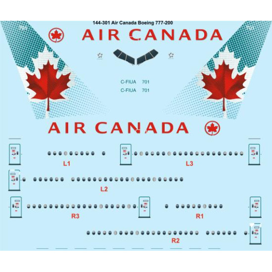 26decals 144-301 1/144 Air Canada Boeing 777-200 Laser Decal