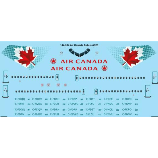 26decals 144-304 1/144 Air Canada Airbus A320 Laser Decal