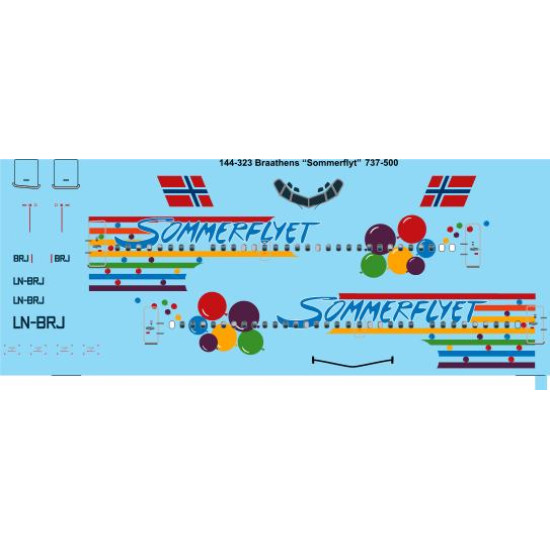 26decals 144-323 1/144 Braathens Somerflyet Boeing 737-500 Laser Decal