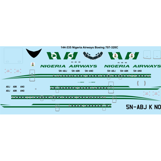 26decals 144-335 1/144 Nigeria Boeing 707-320c Laser Decal