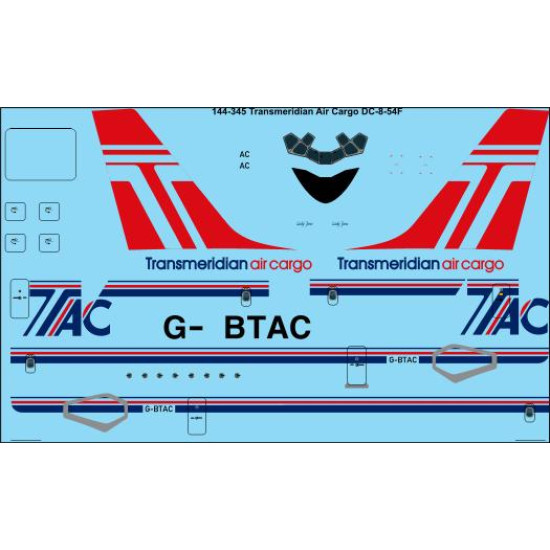 26decals 144-345 1/144 Transmeridian Cargo Dc-8-50f Laser Decal