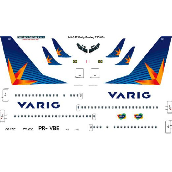 26decals 144-357 1/144 Varig New Boeing 737-800 Laser Decal