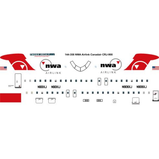 26decals 144-358 1/144 Nwa Airlink Crj-900 Laser Decal