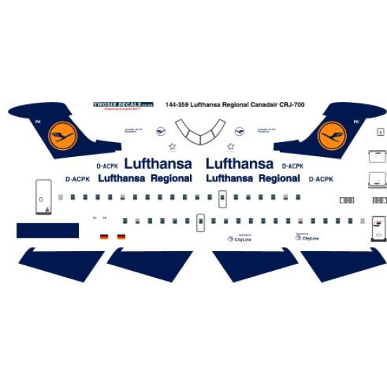 26decals 144-359 1/144 Lufthansa Crj-700 Laser Decal