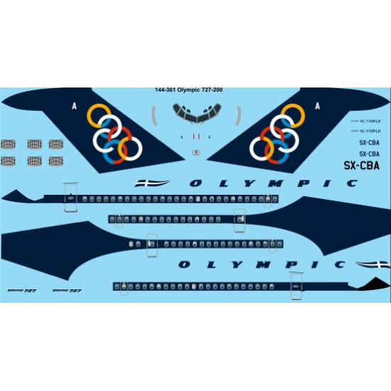 26decals 144-361 1/144 Olympic Boeing 727-200 Laser Decal